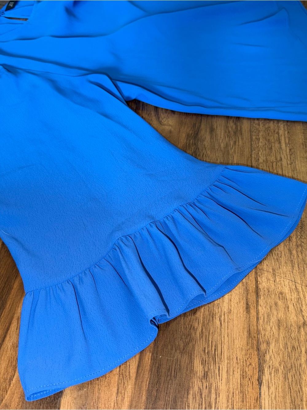 Zara Blue Ruffle Bell-Sleeve Blouse - Picture 5 of 5